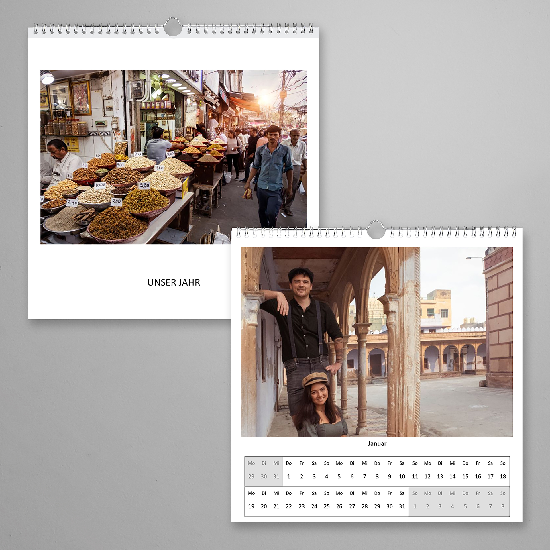 Individuell gestalteter Fotokalender mit persönlichen Bildern und frei wählbarem Design