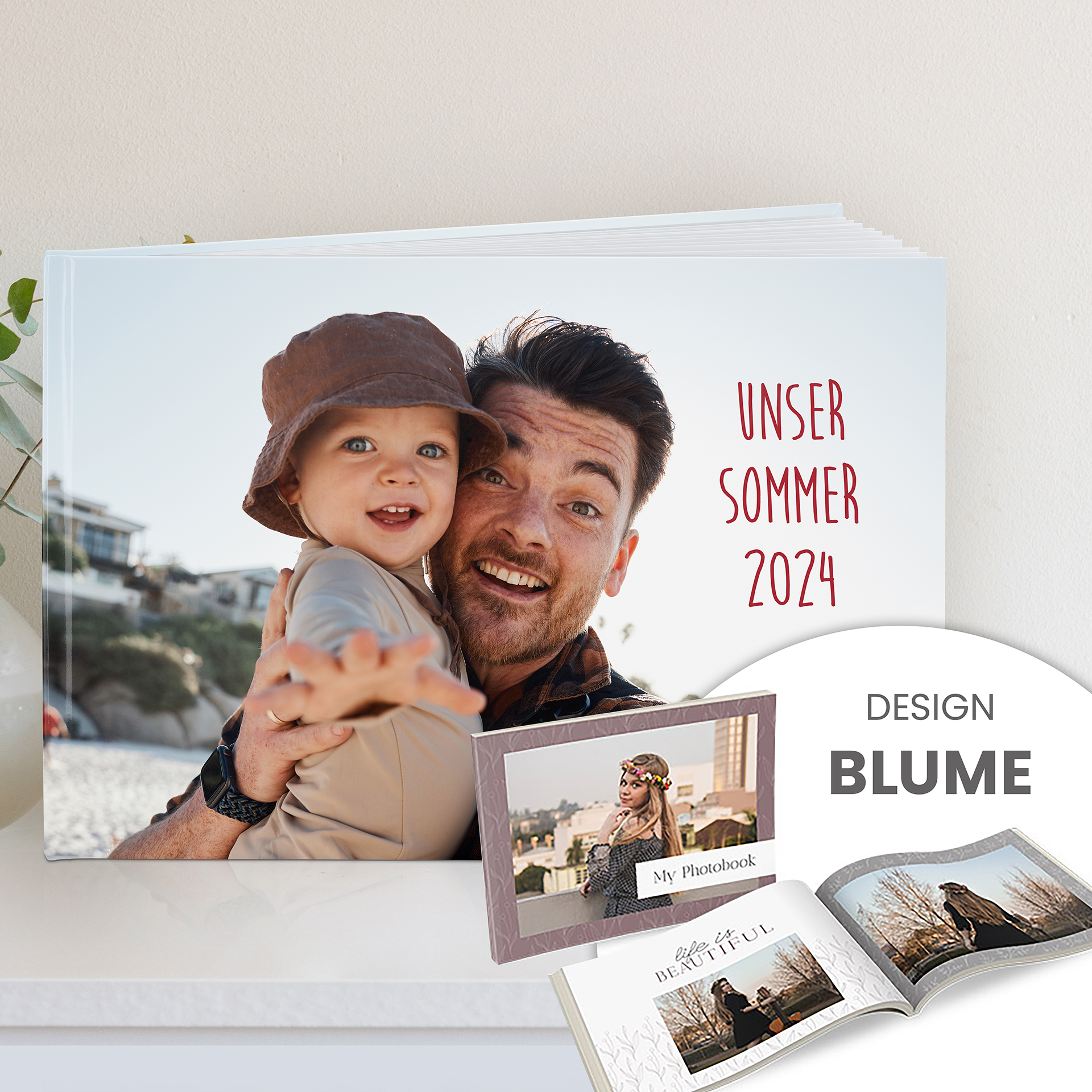 Fotobuch im DIN A4 Querformat: Hardcover mit hochwertigem Echtfotodruck – personalisierte Erinnerung in edlem Design.