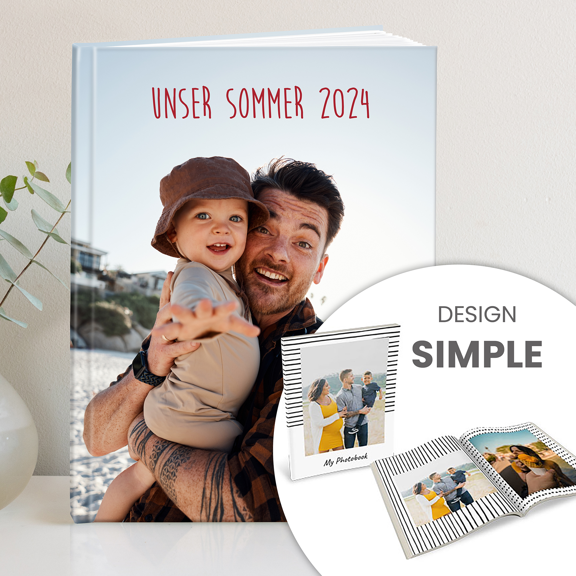 Fotobuch im DIN A4 Hochformat: Hardcover mit hochwertigem Echtfotodruck – personalisierte Erinnerung in edlem Design.